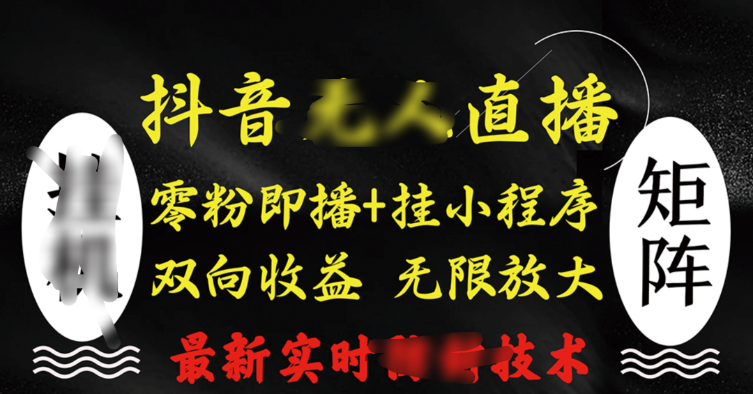 抖音无人直播最新独家玩法，小雪花+撸音浪双向收益，可矩阵放大-疯来资源