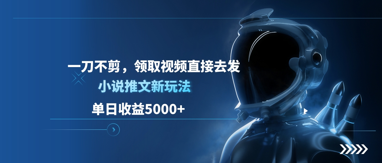 单日收益5000+，小说推文新玩法，一刀不剪，领取视频直接去发-疯来资源