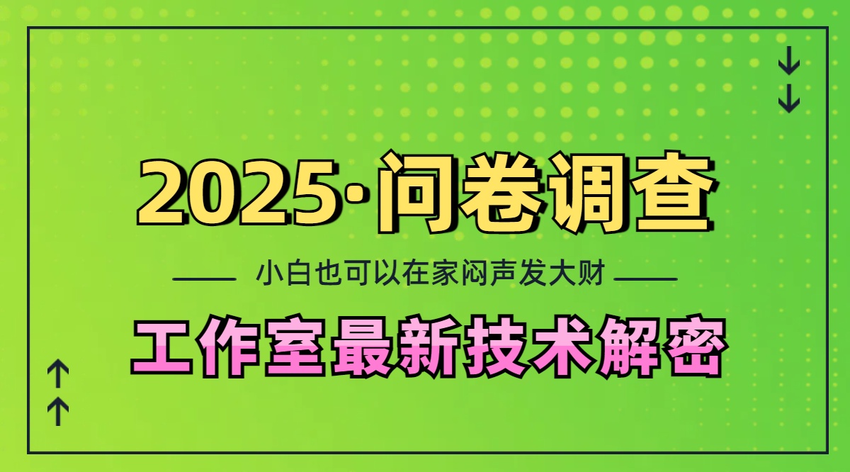 2025《问卷调查》最新工作室技术解密：一个人在家也可以闷声发大财，小白一天200+，可矩阵放大-疯来资源