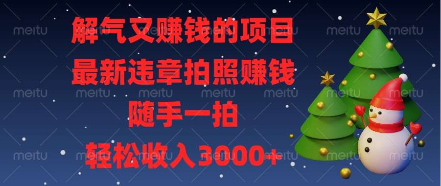 最新违章拍照赚钱，随手一拍，解气又赚钱的项目，轻松收入3000+-疯来资源