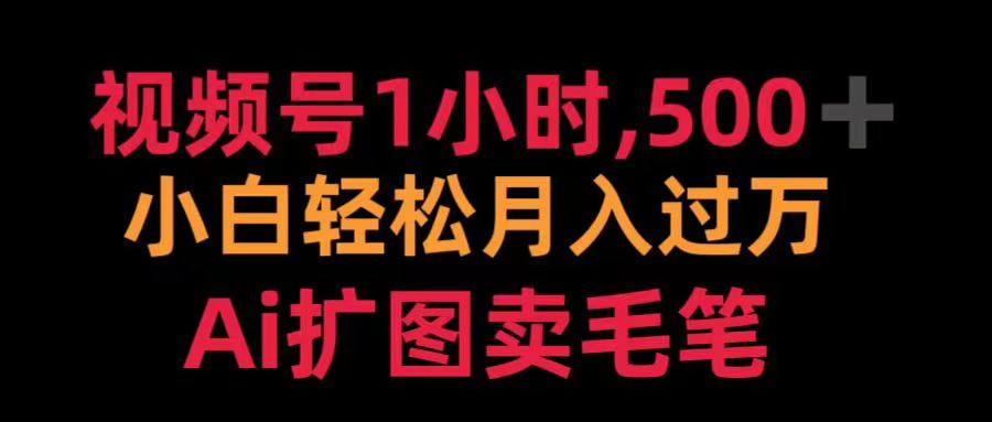 视频号每天1小时，收入500＋，Ai扩图卖毛笔-疯来资源