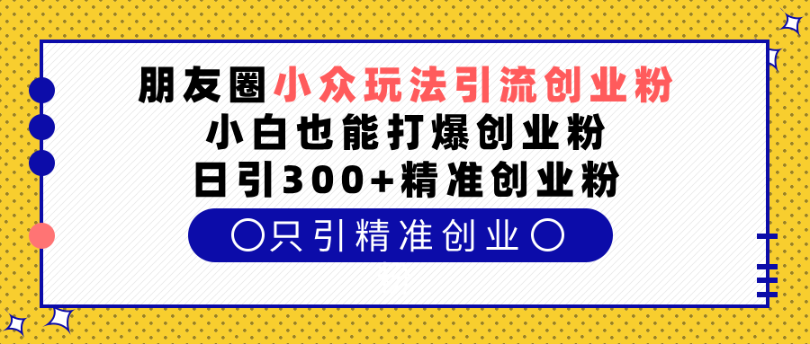 朋友圈小众玩法引流创业粉，小白也能打爆创业粉，日引300+精准创业粉-疯来资源