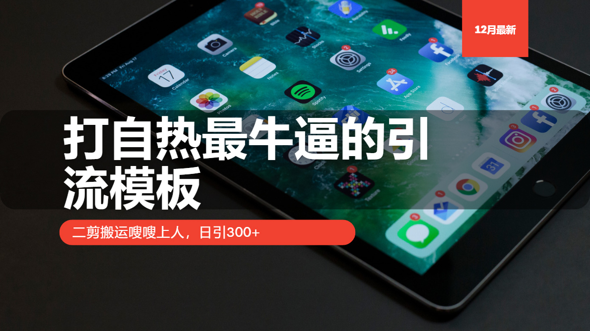 打自热最牛逼的引流模板，日引300+，二剪搬运嗖嗖上人-疯来资源