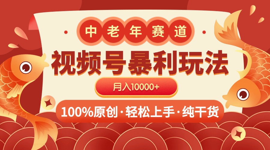 视频号暴力玩法 100%原创 小白轻松上手 可矩阵 月入10000+-疯来资源