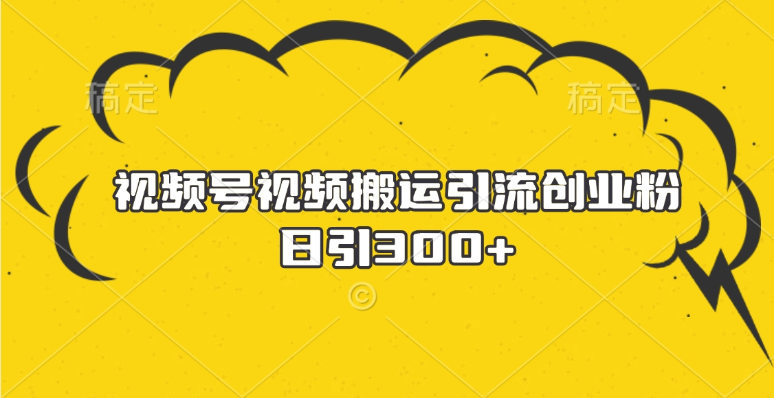 视频号视频搬运引流创业粉，日引300+-疯来资源