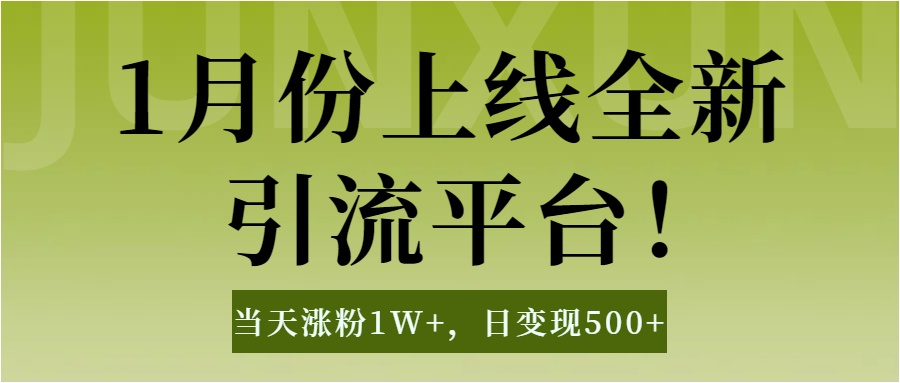 1月上线全新引流平台，当天涨粉1W+，日变现500+工具无脑涨粉，解放双手操作简单-疯来资源