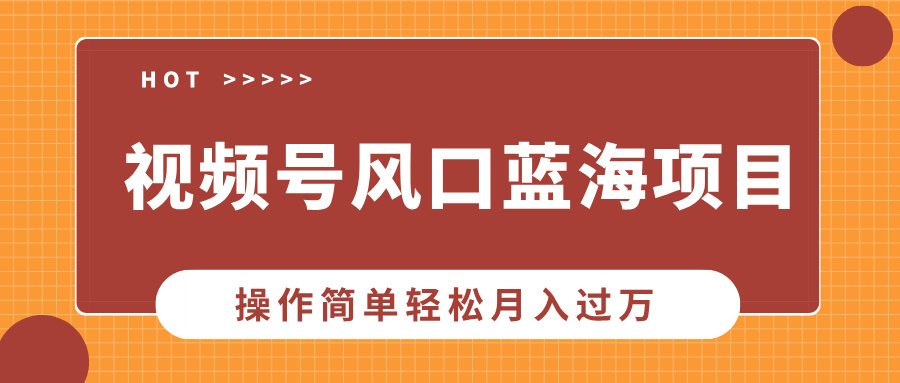 视频号风口蓝海项目，中老年人的流量密码，操作简单轻松月入过万-疯来资源