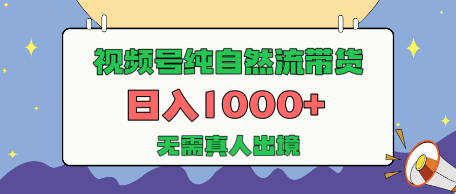 视频号纯自然流带货，日入1000+，无需真人出境，新手小白也可操作-疯来资源