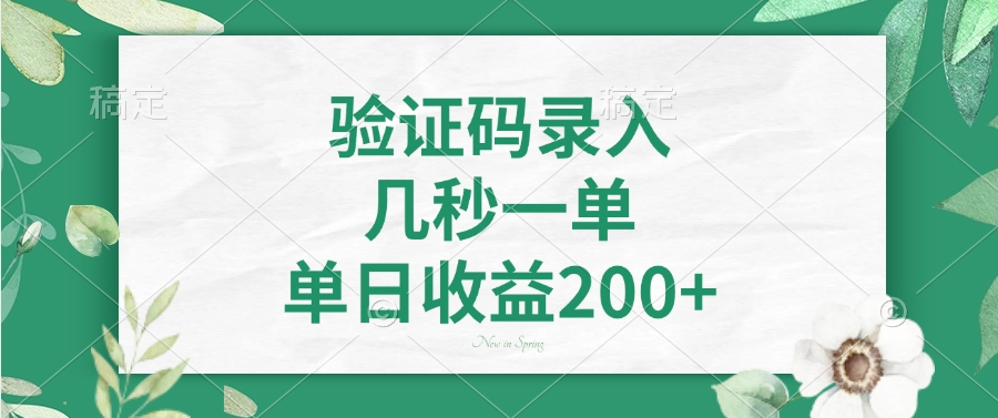 验证码录入，几秒一单，单日收益200+-疯来资源