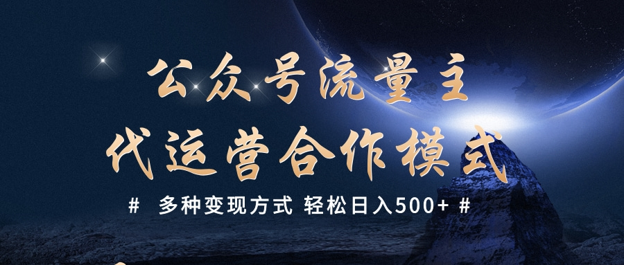 公众号流量主代运营  多种变现方式 轻松日入500+-疯来资源