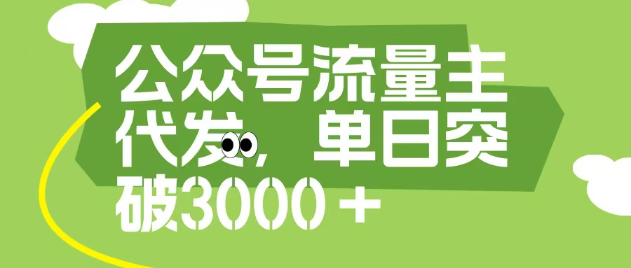 公众号流量主代发玩法，单日收益突破3000+-疯来资源