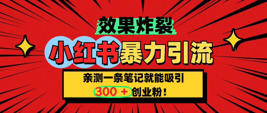 小红书炸裂玩法，亲测一条笔记就能吸引300+精准创业粉！-疯来资源