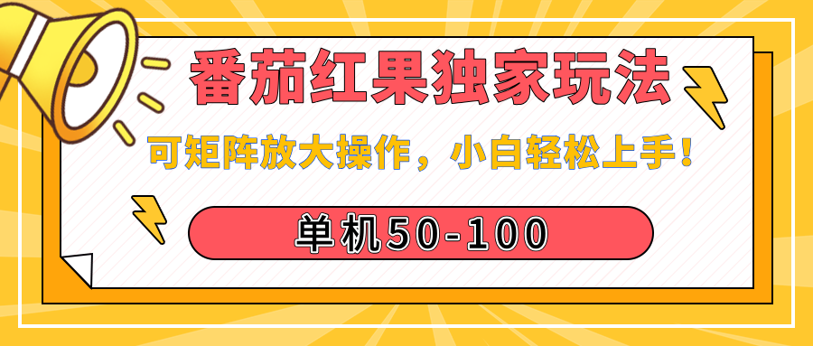 番茄红果独家玩法，单机50-100，可矩阵放大操作，小白轻松上手！-疯来资源