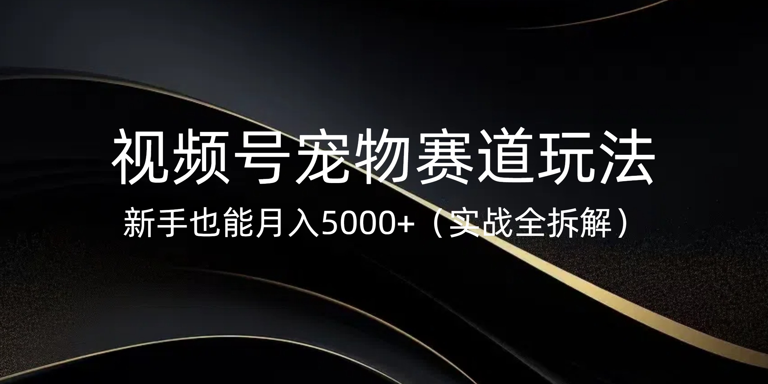 视频号宠物赛道玩法，新手也能月入5000+（实战全拆解）-疯来资源