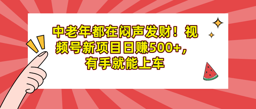 中老年都在闷声发财！视频号新项目日赚500+，有手就能上车-疯来资源