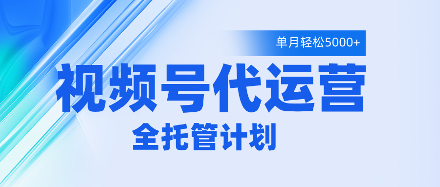 视频号代运营2.0，全程托管招募，单月轻松变现5000+-疯来资源
