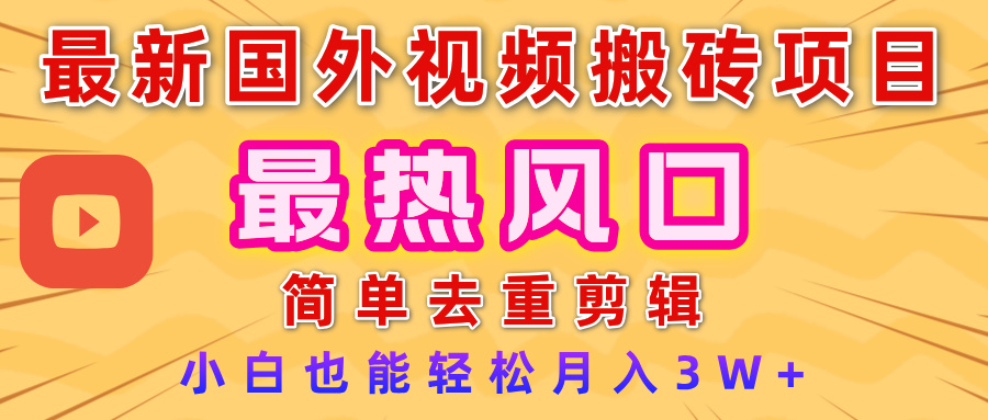 2025最新热门风口，国外视频搬砖项目，简单去重剪辑，小白也能轻松月入3W+-疯来资源