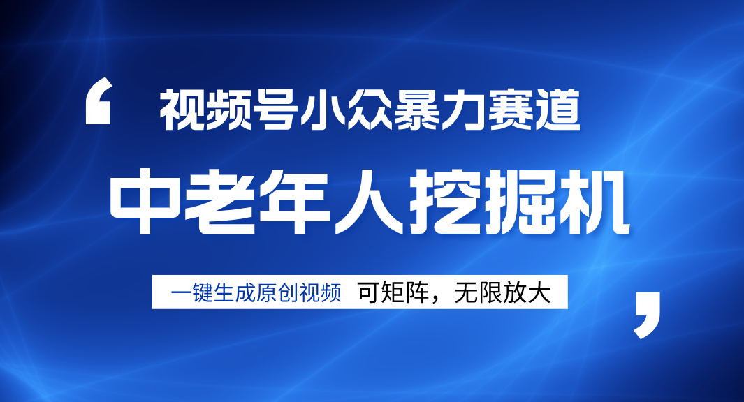 视频号新手逆袭密码！超小众暴力赛道，中老年人深信不疑，原创通过率拉满-疯来资源