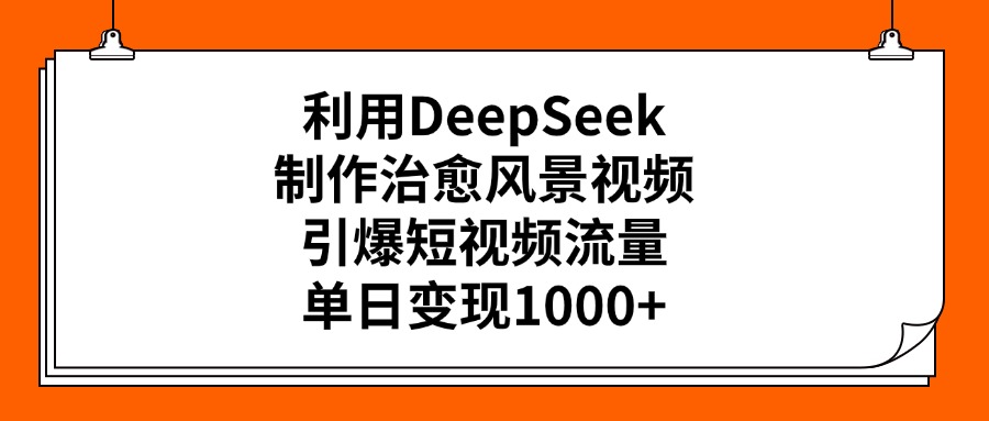 利用DeepSeek，制作治愈风景视频，引爆短视频流量，单日变现1000+-疯来资源