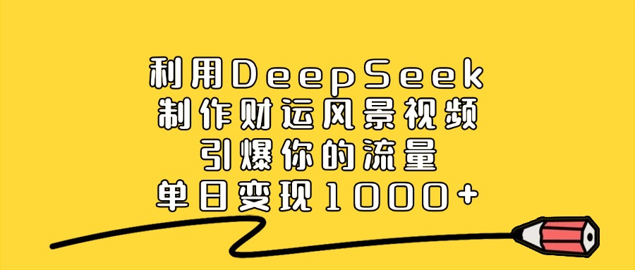 利用DeepSeek制作财运风景视频，单日变现1000+，引爆你的流量-疯来资源